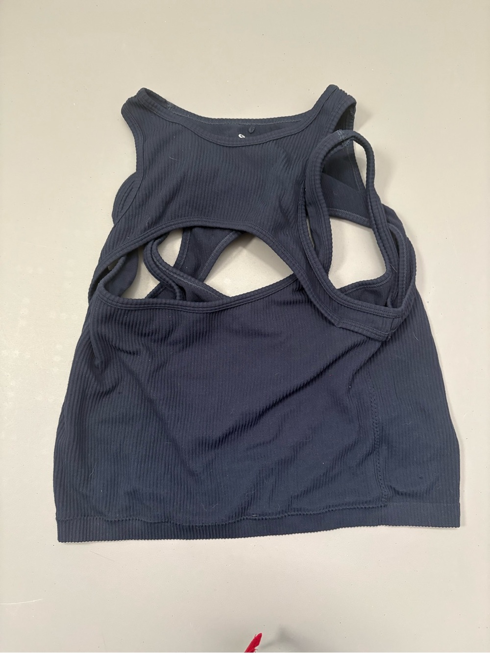 Garage Navy Ribbed Cutout Crop Tank